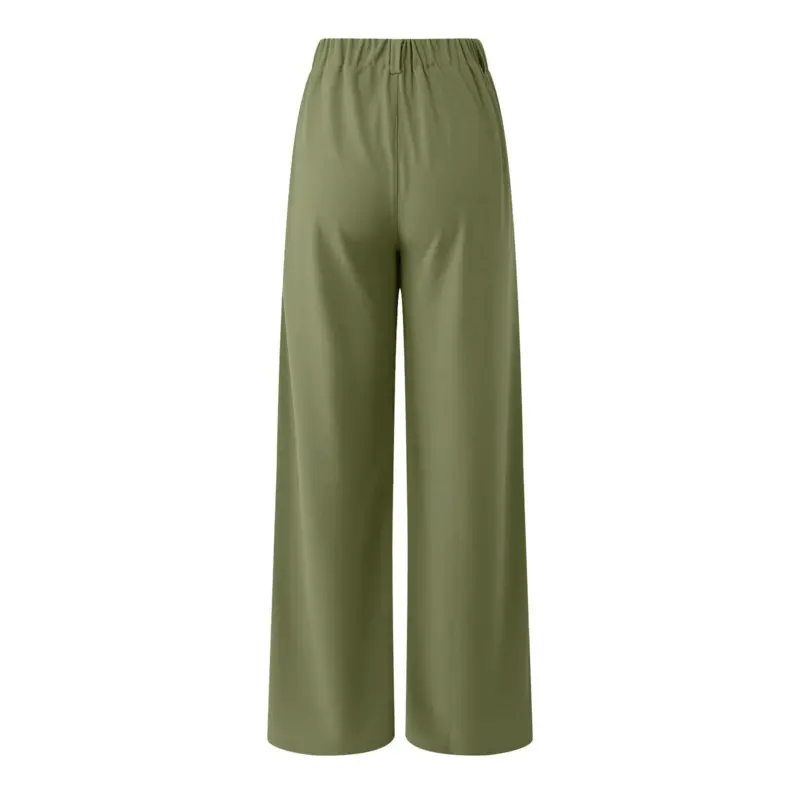 Womens Solid Color Pocket Straight Tube Loose Stretch Yoga Pants Streetwear Stretchy Palazzo Pants For Women Baggy Joggers Pants - Image 3