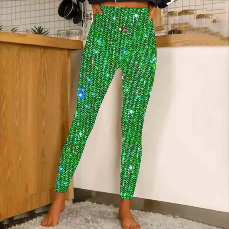 Women Fashion Pants Sequin High Waisted Bottom Slim Fit Leggings Trousers Cotton Comfy Pretty Long Bottom Winter New Year Cloth - Image 3