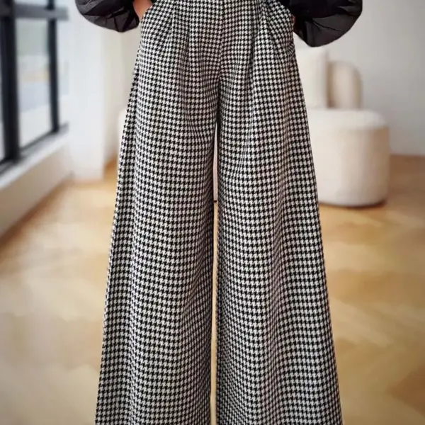 DABUWAWA Gingham Knitted Draped Pants Empire Legging Women American Retro Sashes Floor-Length Trousers Y2K Basics DA1DTR010