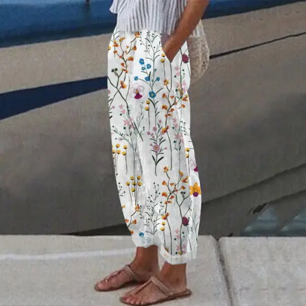 Women Summer Fashion Casual Pants Elastic Waist Printed Trousers With Pocket Loose Large Size Harem Pant Sweatpant Women'S Pants